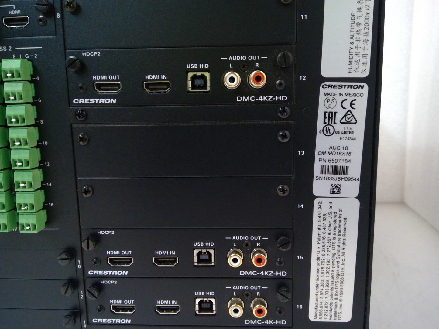 CRESTRON DM-MD16X16 DigitalMedia 16x16 HDMI Matrix Switcher