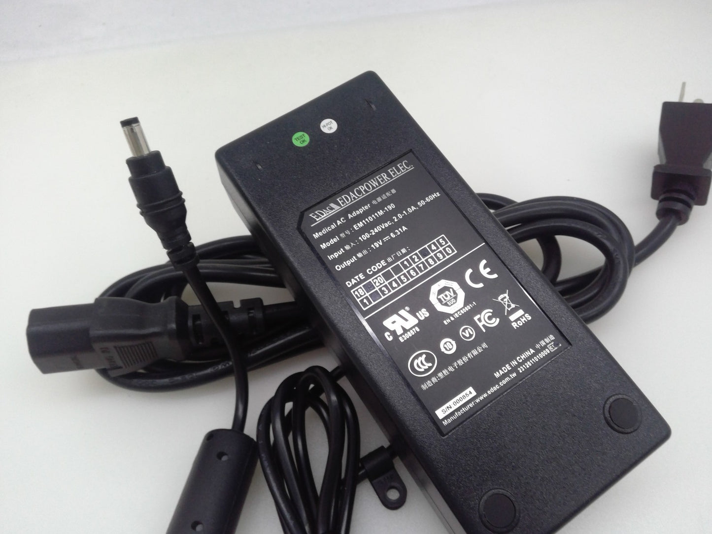 Genuine Edac 19V 6.31A 120W Power Adapter Projector Power Cord EA11013M-190