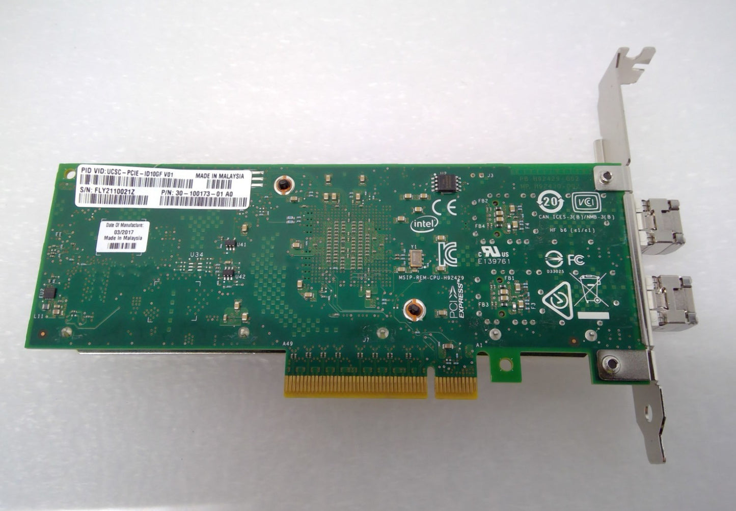 Cisco X710-DA2 Dual Port 10GbE Network Adapter 30-100173-01 High Profile W/2 SFP