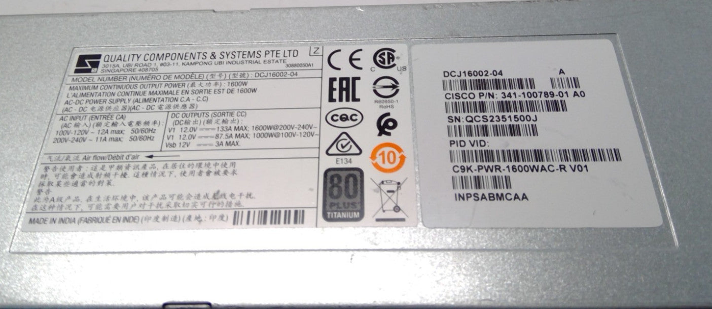 C9K-PWR-1600WAC-R CISCO Catalyst 9500 Series 1600W AC POWER SUPPLY