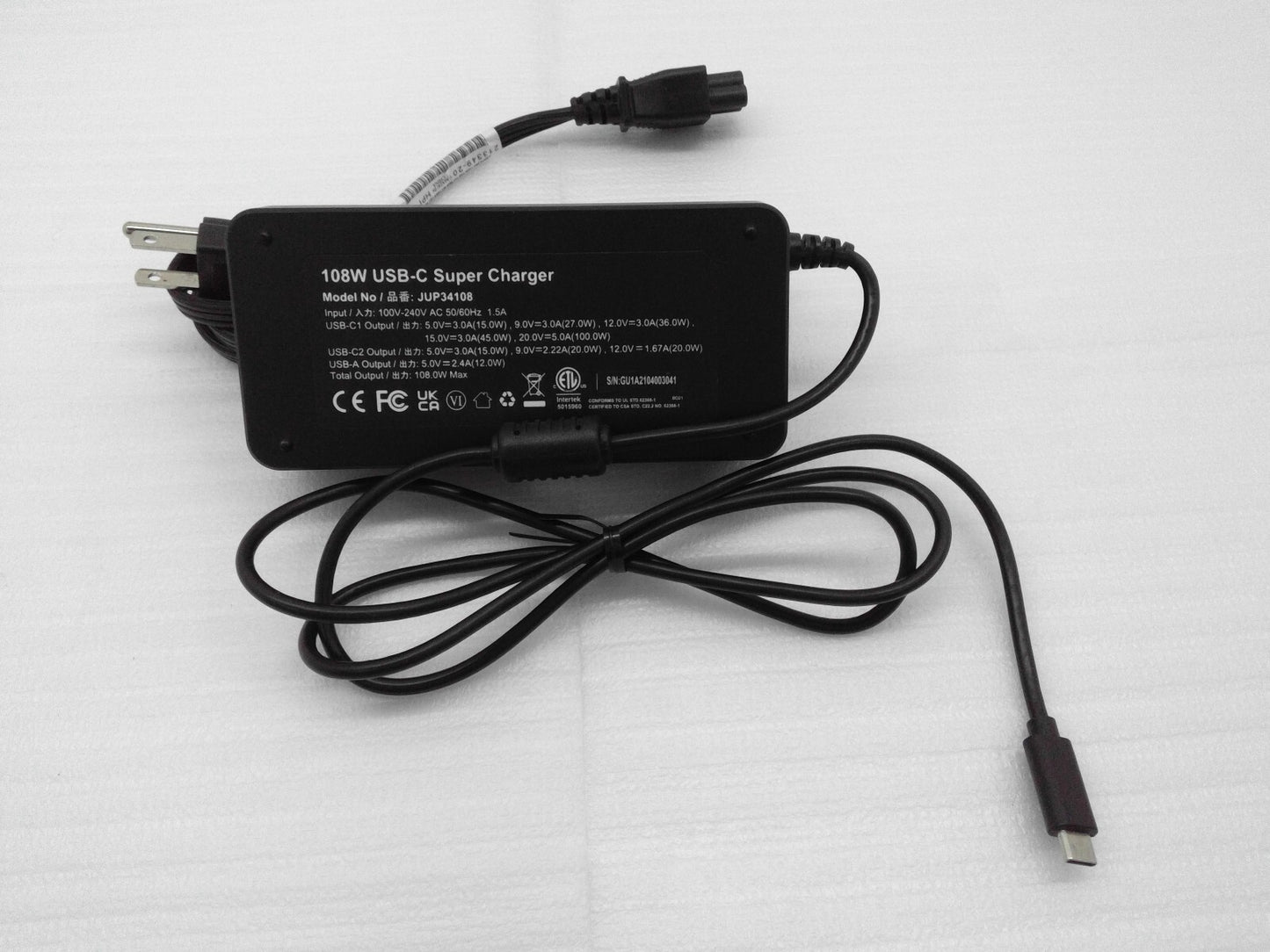 j5create 108W USB Type C PD Super Charger for MacBook Pro, Chromebook JUP34108