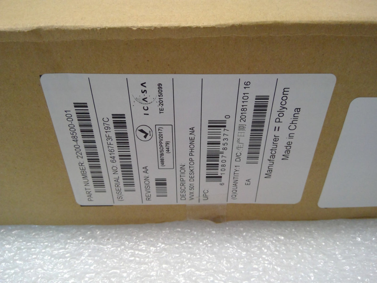 OPEN BOX Polycom VVX 501 Desktop Phone 2200-48500-001