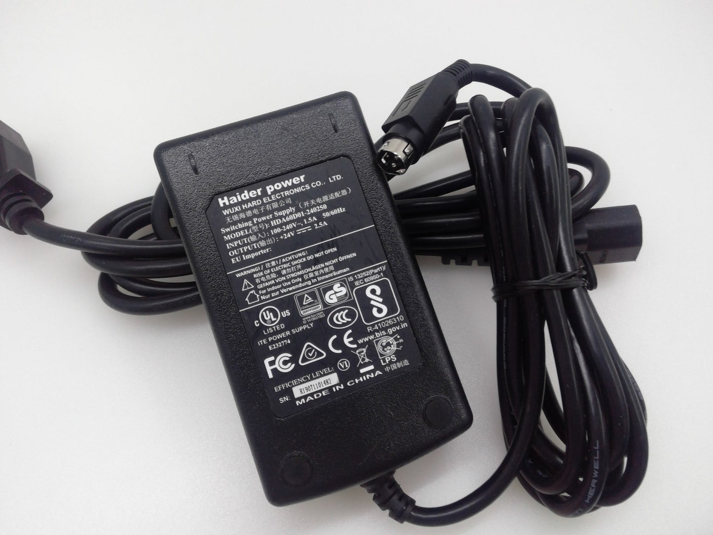 Haider Power HDA60D01-240250 3-Pin 24V 2.5A 60W Switching Power Supply