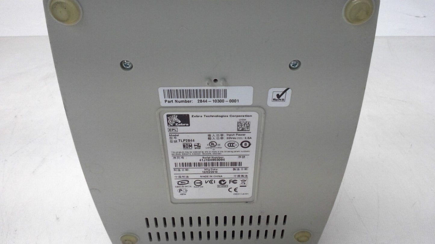 Zebra TLP 2844 Thermal Transfer Label Printer 284Z-10300-0001 USB NO AC Adapter