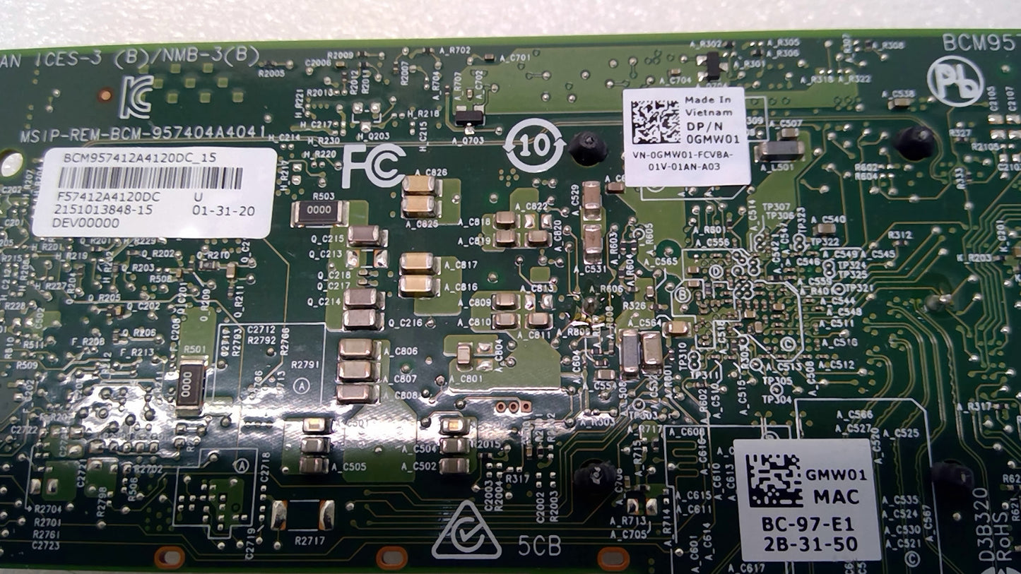 Dell Broadcom 57412 Dual Port 10Gb SFP+ PCIe Adapter GMW01 0GMW01 W/2SFP+