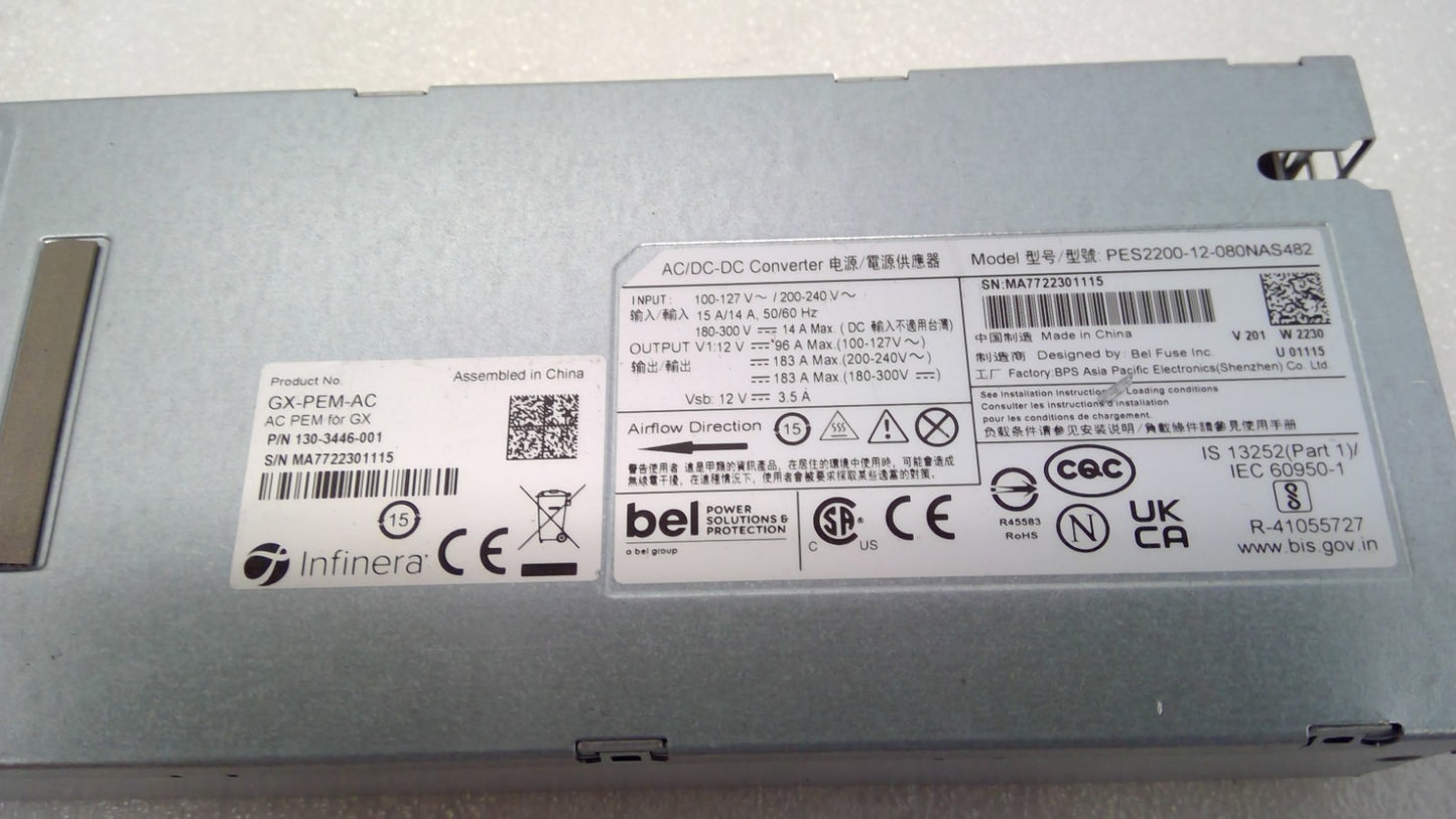 BEL POWER SOULUTIONS AC-DC CONVERTER 12V 2200W PES2200-12-080NAS482 POWER SUPPLY