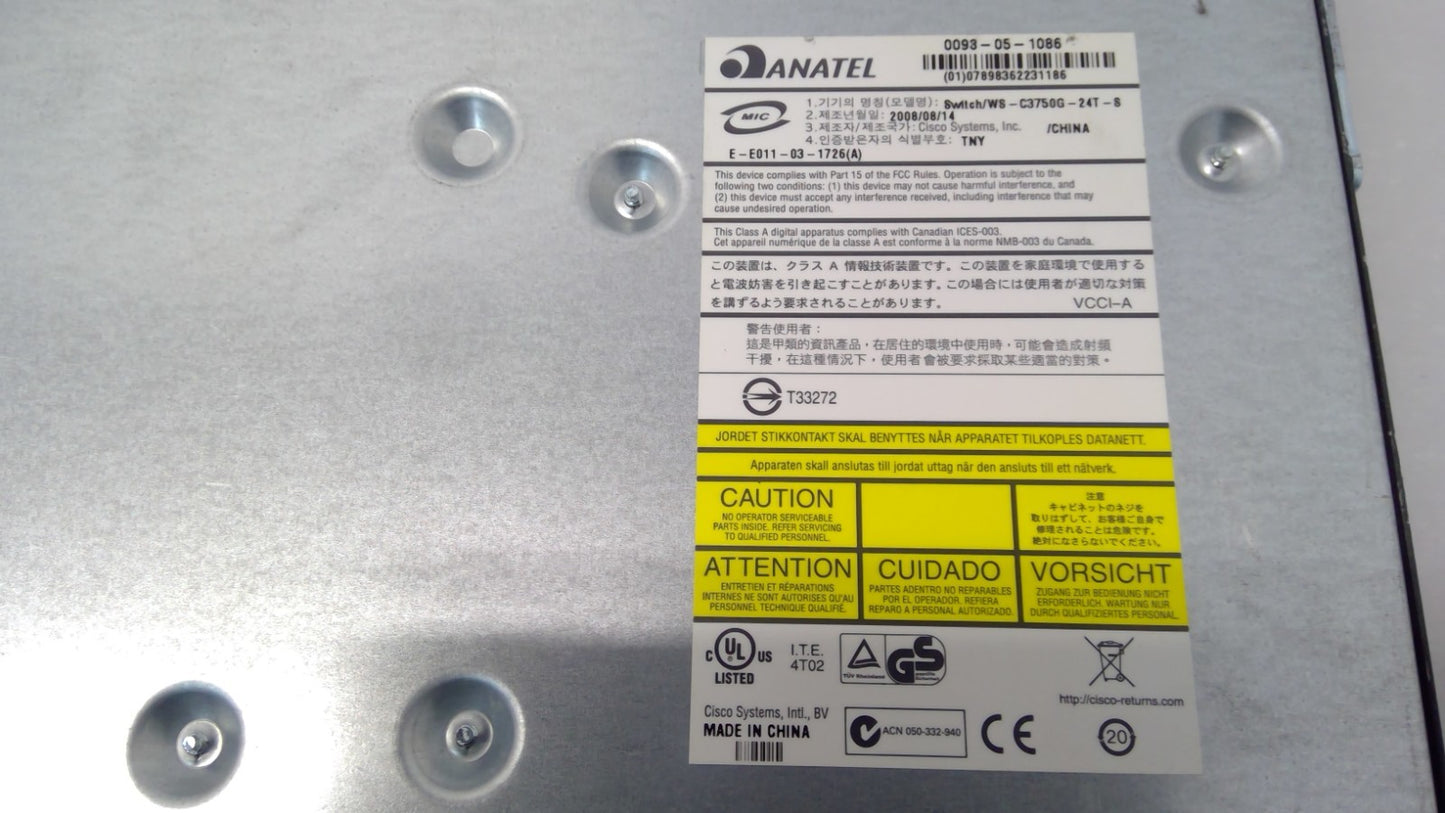 Cisco Catalyst WS-C3750G-24T-S 24 Port Managed Gigabit Ethernet Switch