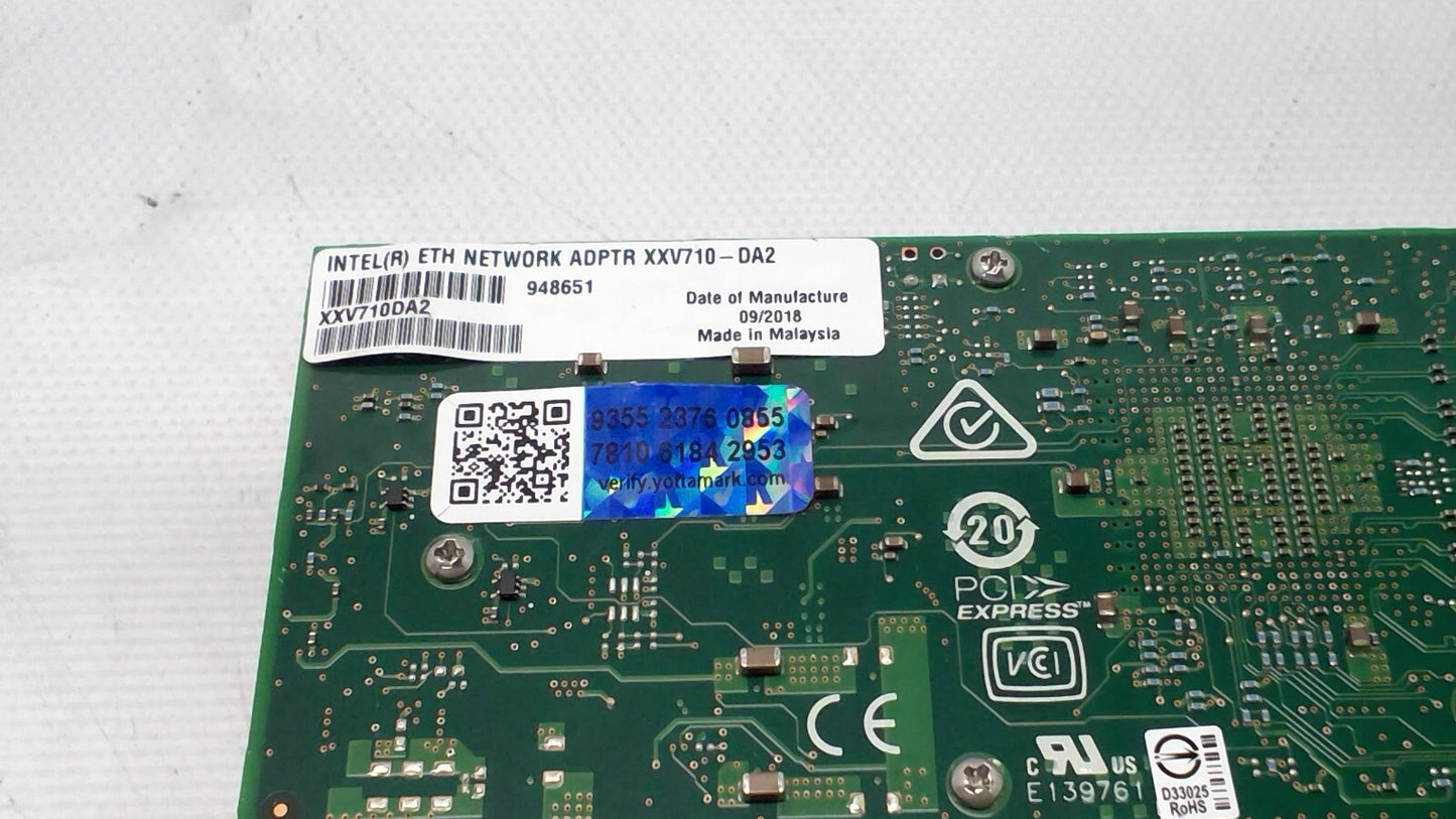 Genuine Intel XXV710-DA2 Dual Port 25Gbps Network Adapter