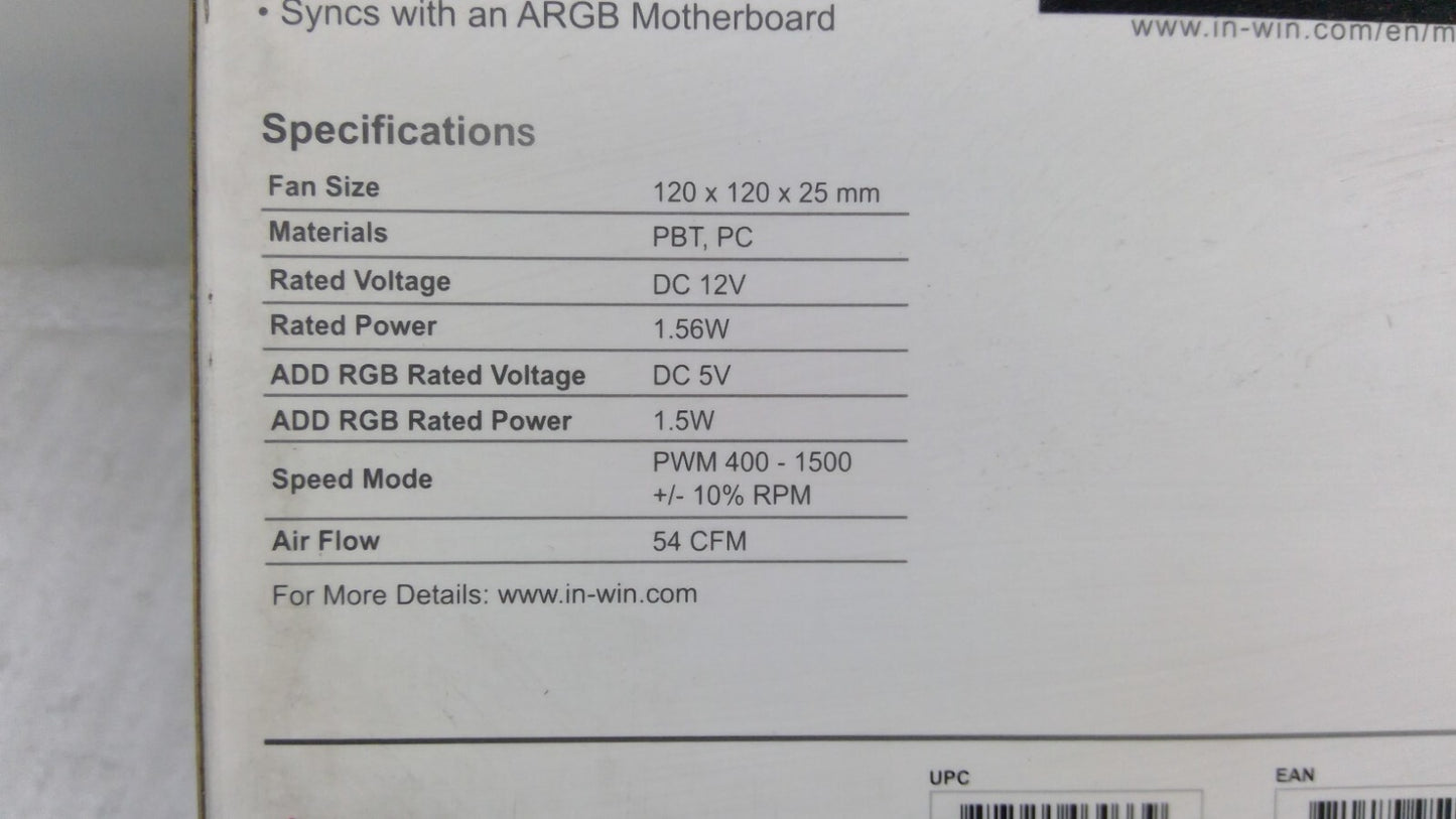 IN WIN Kit of 3 Sirius ASE120P Extreme RGB Fans, 120mm, ARGB Controller