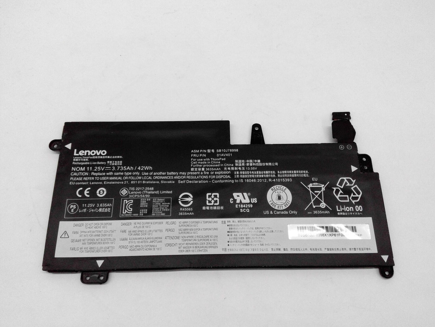 Genuine Lenovo Thinkpad 13 Battery 3735mAh 11.25V 42Wh 01AV401 SB10J78998