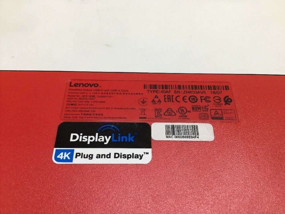 Lenovo ThinkPad Hybrid USB-C With USB-A Dock Station 40AF DUD9011D1 03X7469