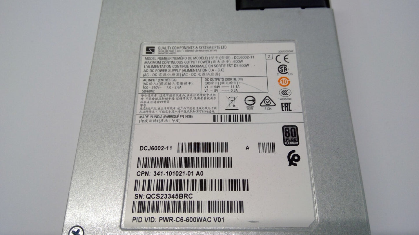 Quality Components Cisco PWR-C6-600WAC 600 Watt Switching Power Supply