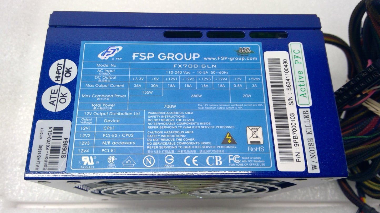 FSP Group FX700-GLN 700W ATX12V v2.2 EPS12V Active PFC Power Supply PSU