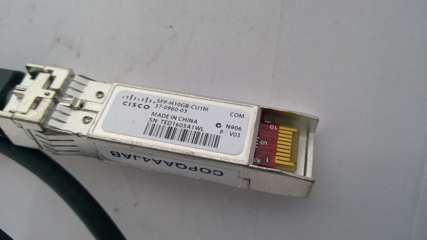 *LOT OF 2* SFP-H10GB-CU1M 1 Meter 10GbE SFP+ DAC Cable Twinax 37-0960-03