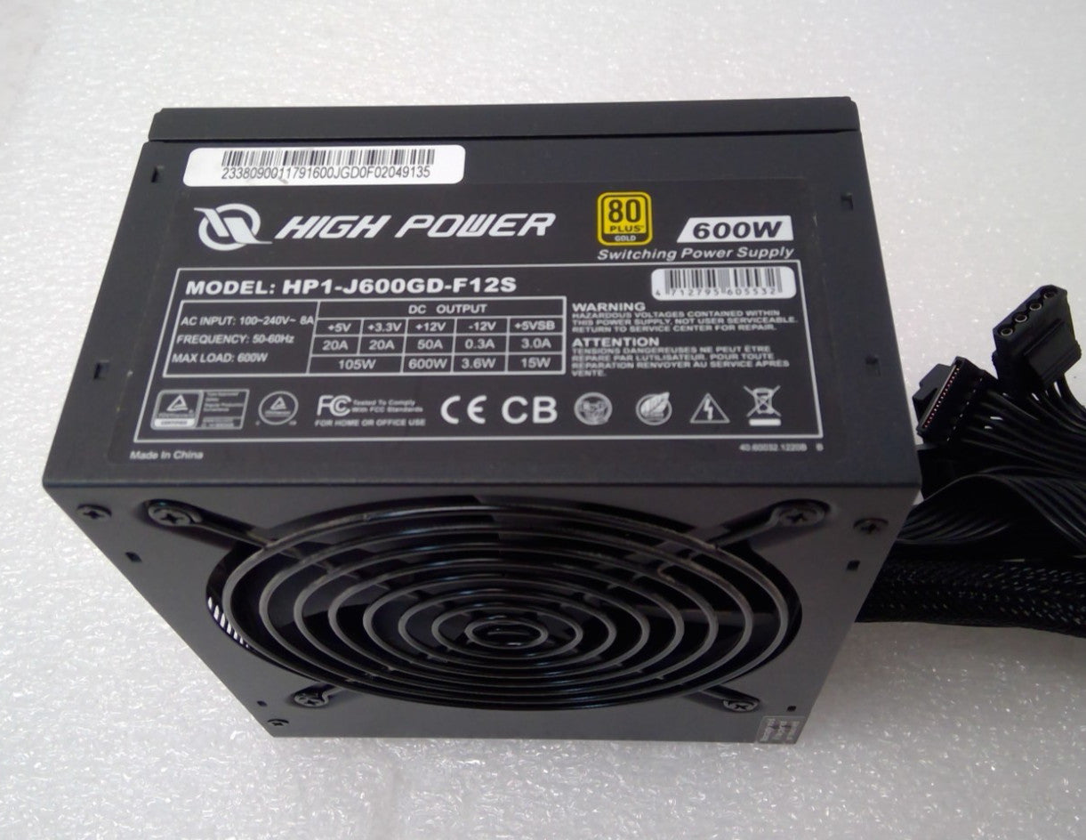 High Power 600W 80 Plus Gold Non-Modular Power Supply HP1-J600GD-F12S