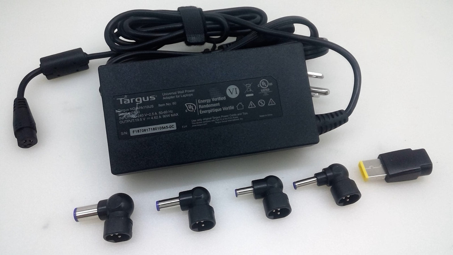 New Targus 90W Universal Laptop Charger APA110US 19.5V 4.92A W/ 5 Tips