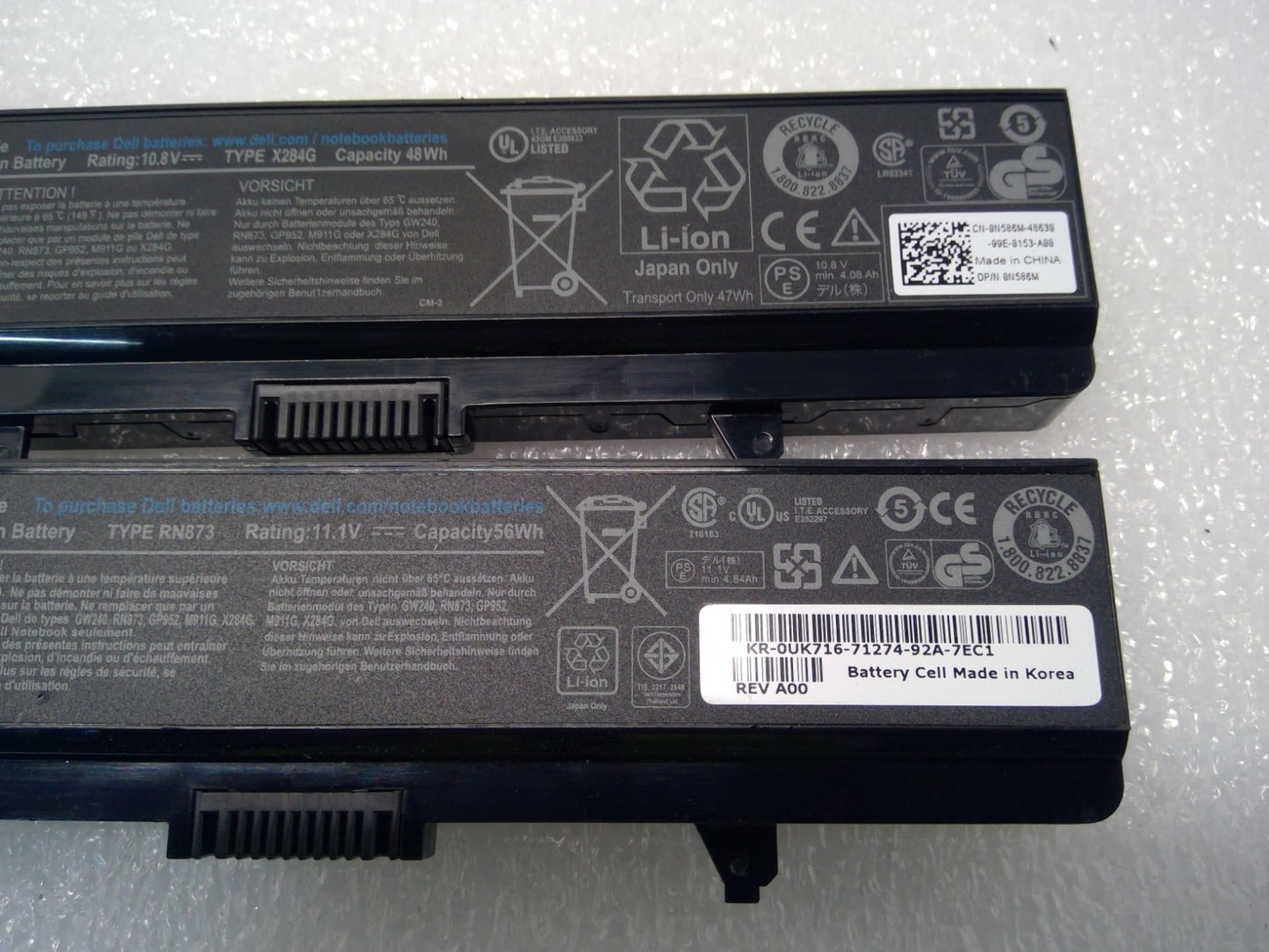 Battery for DELL Li-ion 1525 1526 1545 0GW252 GP952 GW240 RN873/56Wh X284G/48Wh