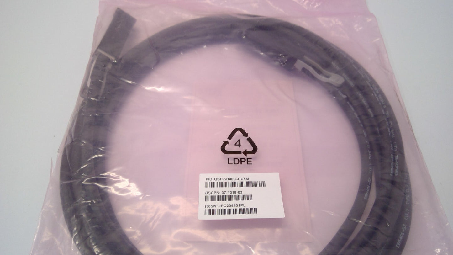 CISCO QSFP-H40G-CU5M 40GBASE-CR4 QSFP Passive Direct Copper Cable 5M 37-1318-03