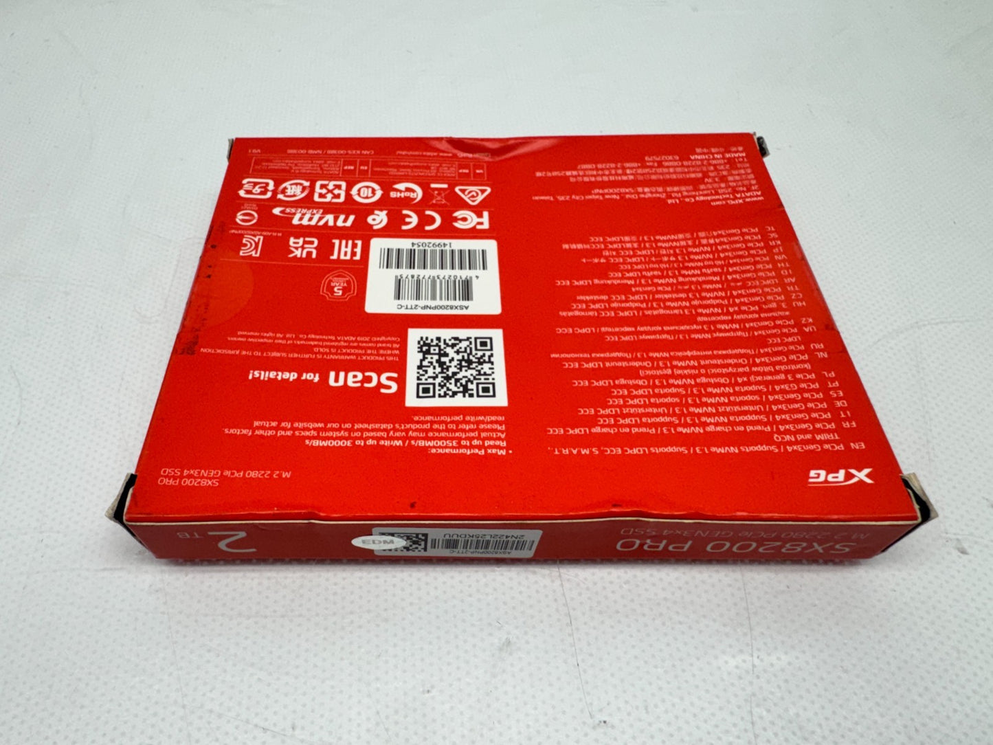 ADATA XPG SX8200 M.2 2 TB SSD PCLE SOLID STATE DRIVE ASX8200PNP-2TT-C RED
