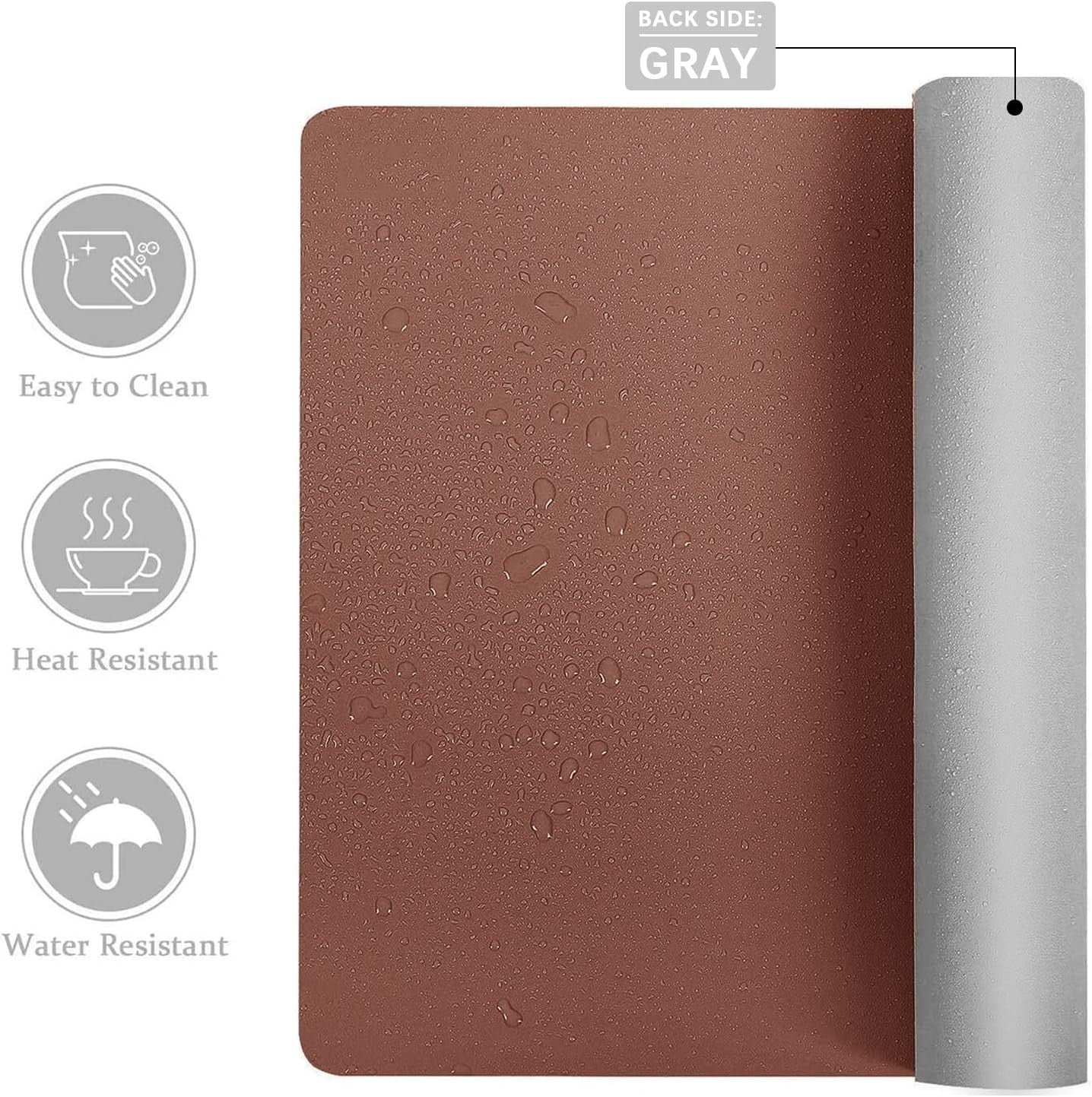 RAIDMAX Computer Desk Mat Large Leather Dual-sided Keyboard Mat 31.5"x 17.7"-BrG