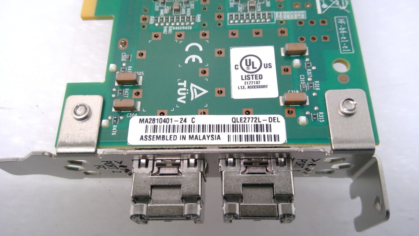 DELL 0K6M2F QLogic QLE2772L-DEL Fibre Channel HBA 0NMDJF W/2 32Gb SFP QLE2772