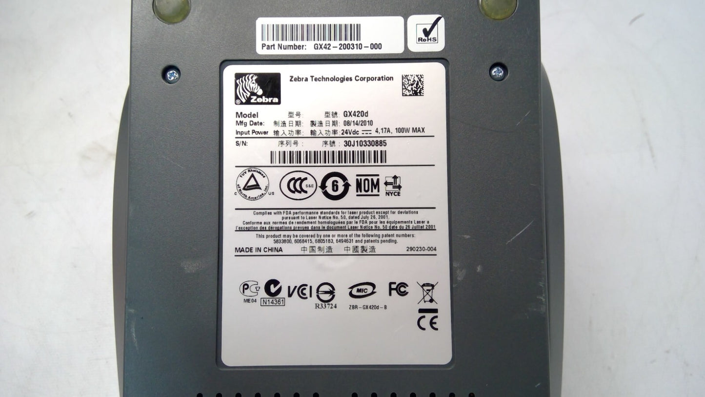 ZEBRA GX420d Thermal Label Desktop Direct USB GX42-200310-000 *No back cover*