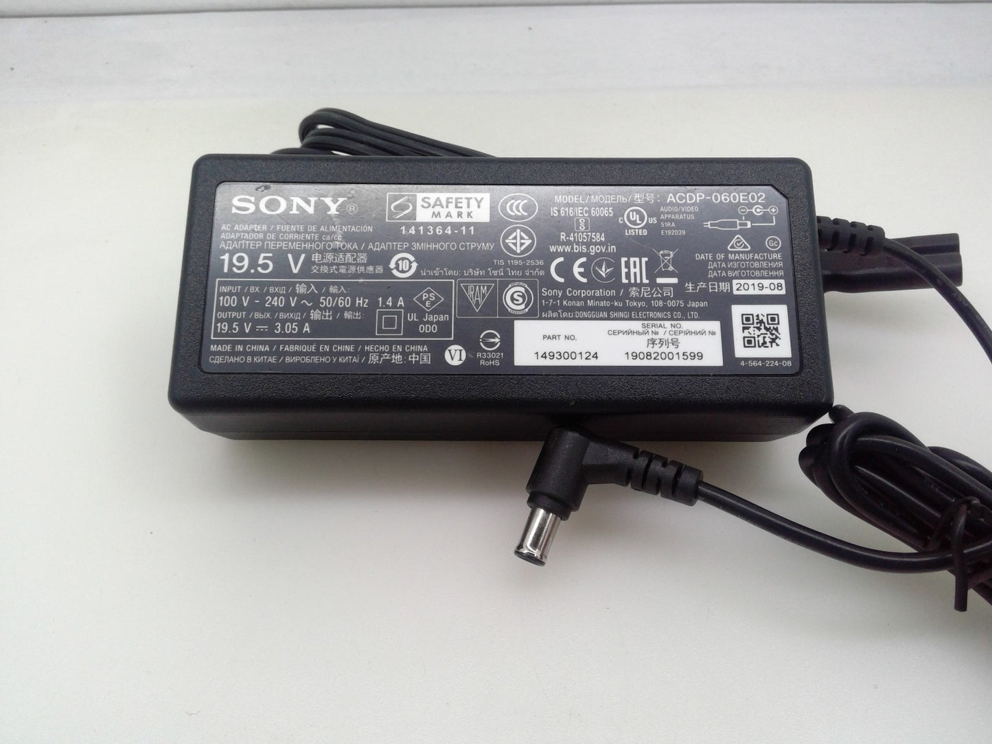 OEM Sony ACDP-060E02 19.5V 3.05A AC Adapter for Sony LED Smart TV KDL-40W660E