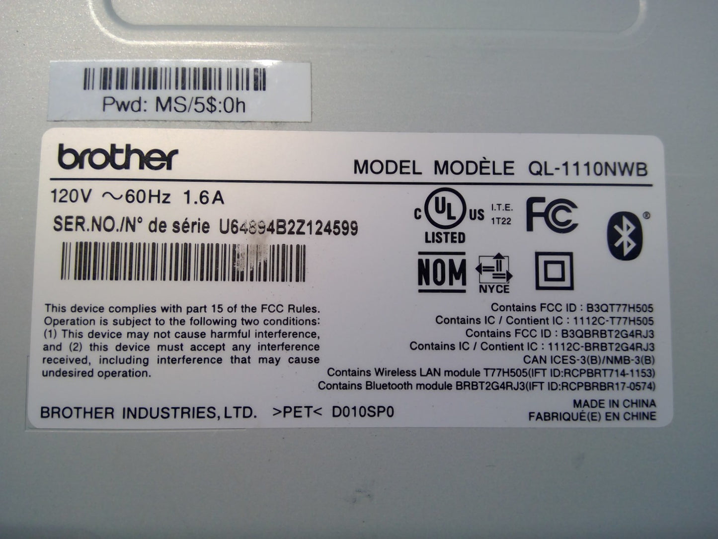Brother QL-1110NWB Professional Thermal Desktop Label Printer