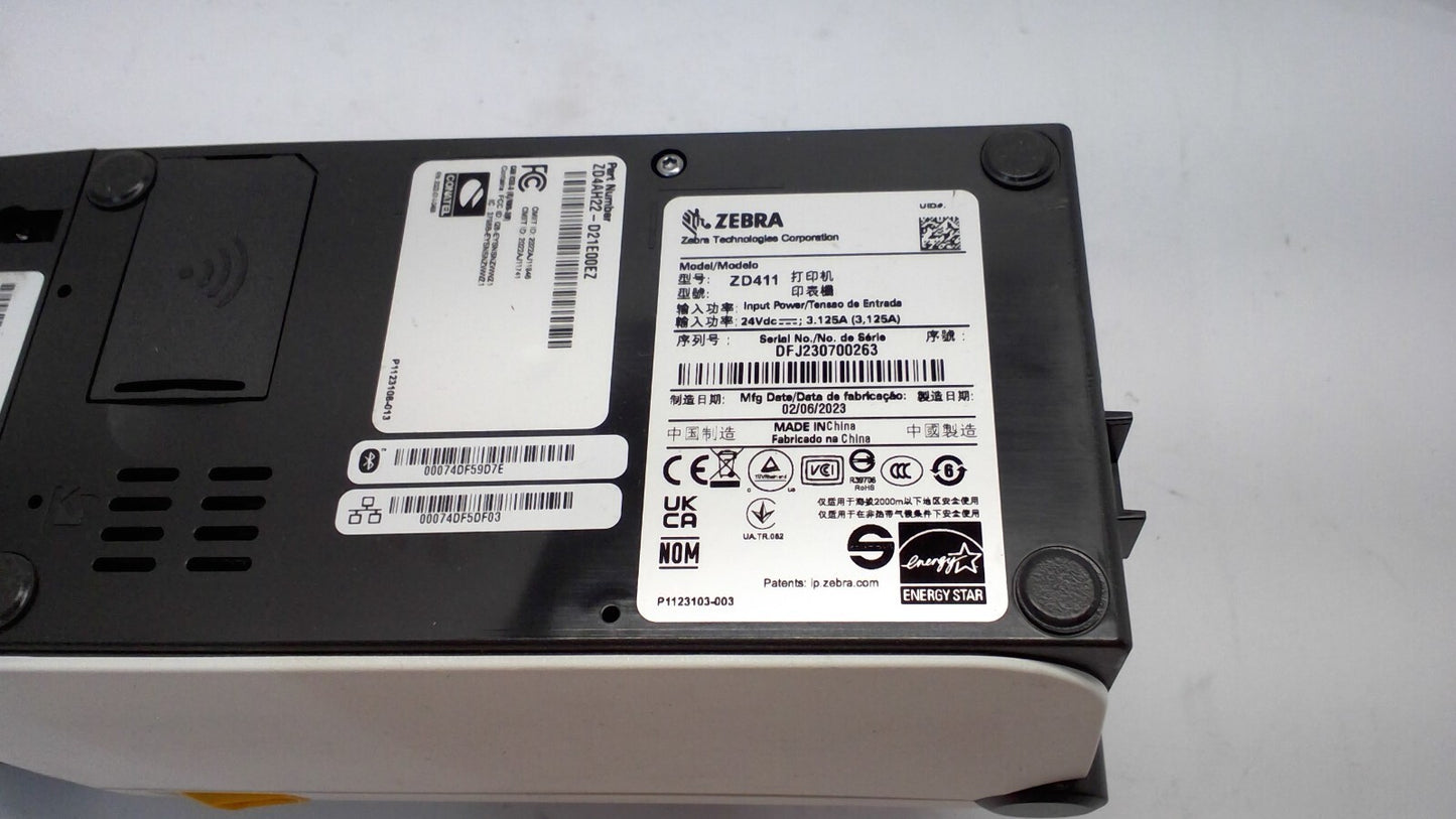 Zebra ZD411 Direct Thermal Ethernet 300 dpi ZD4AH22 W/Cutter