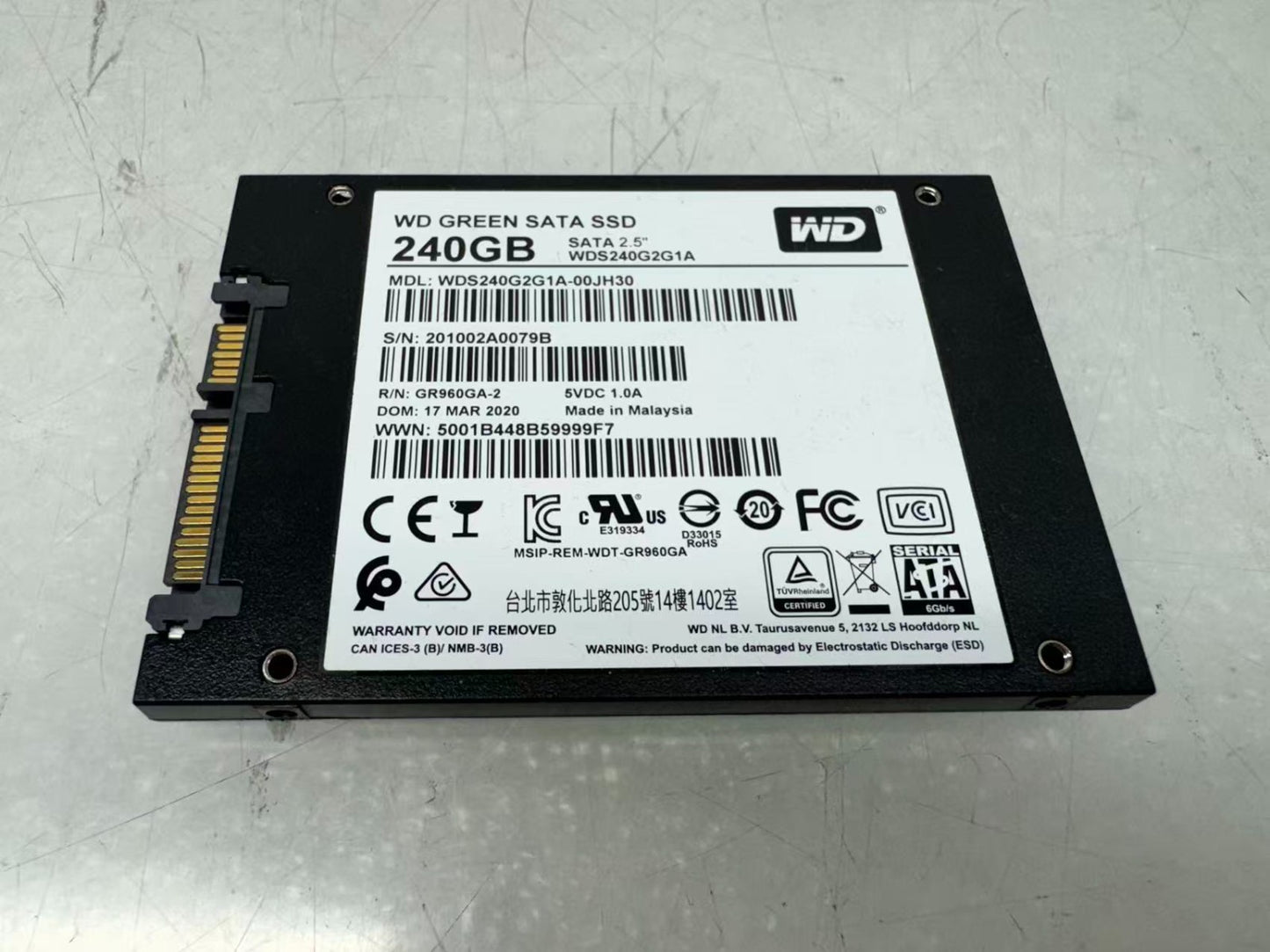 WD Green Western Digital 240GB SATA PC SSD Solid State Drive WDS240G1G0A