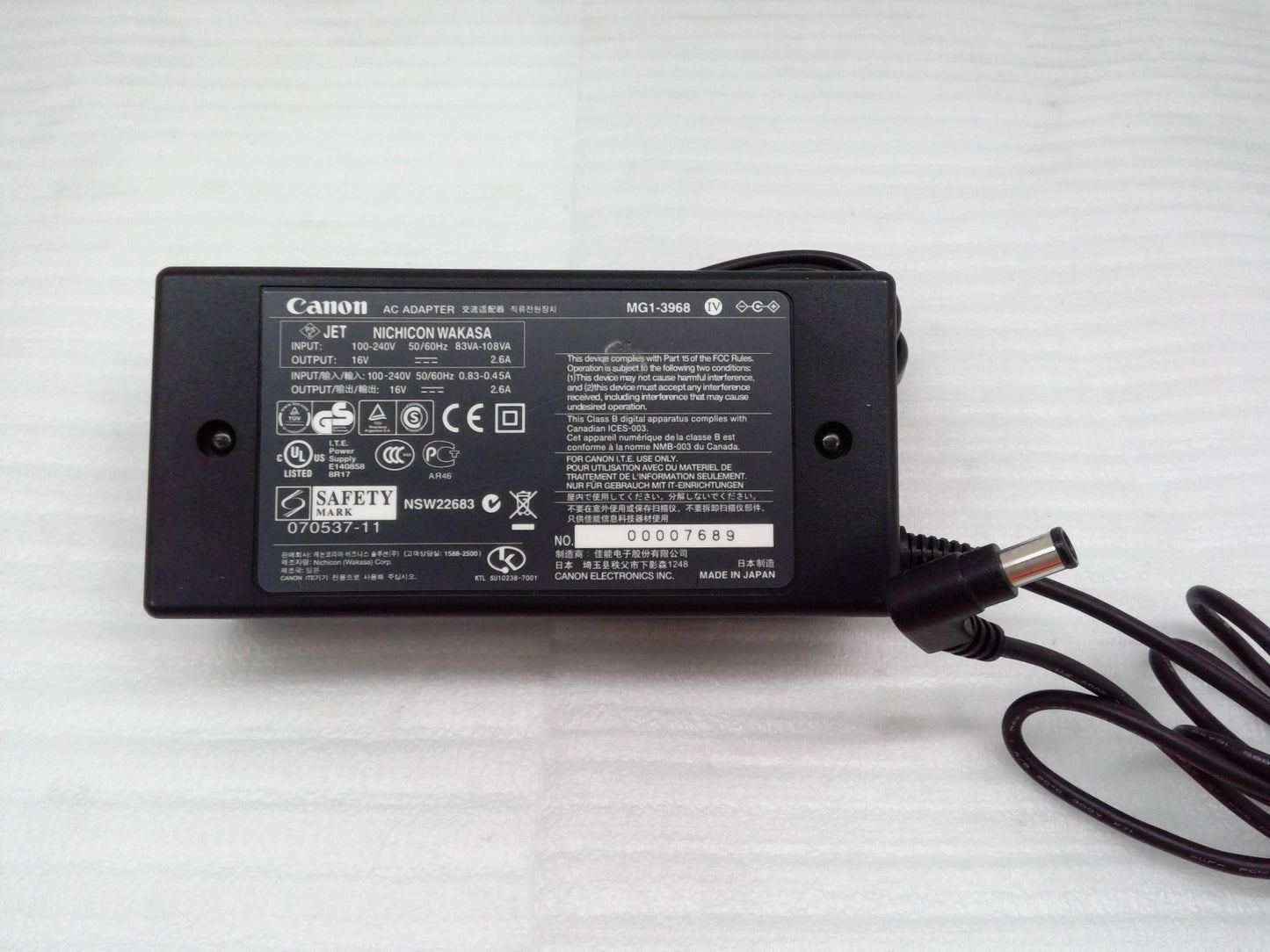 Genuine 42W Canon AC DC Power Adapter 16V 2.6A MG1-3968