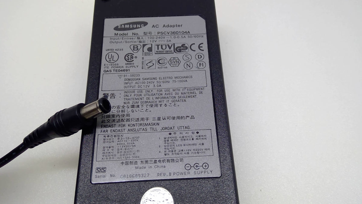 Samsung PSCV360104A 12V 3A 36W AC Adapter LCD Monitor Power Supply