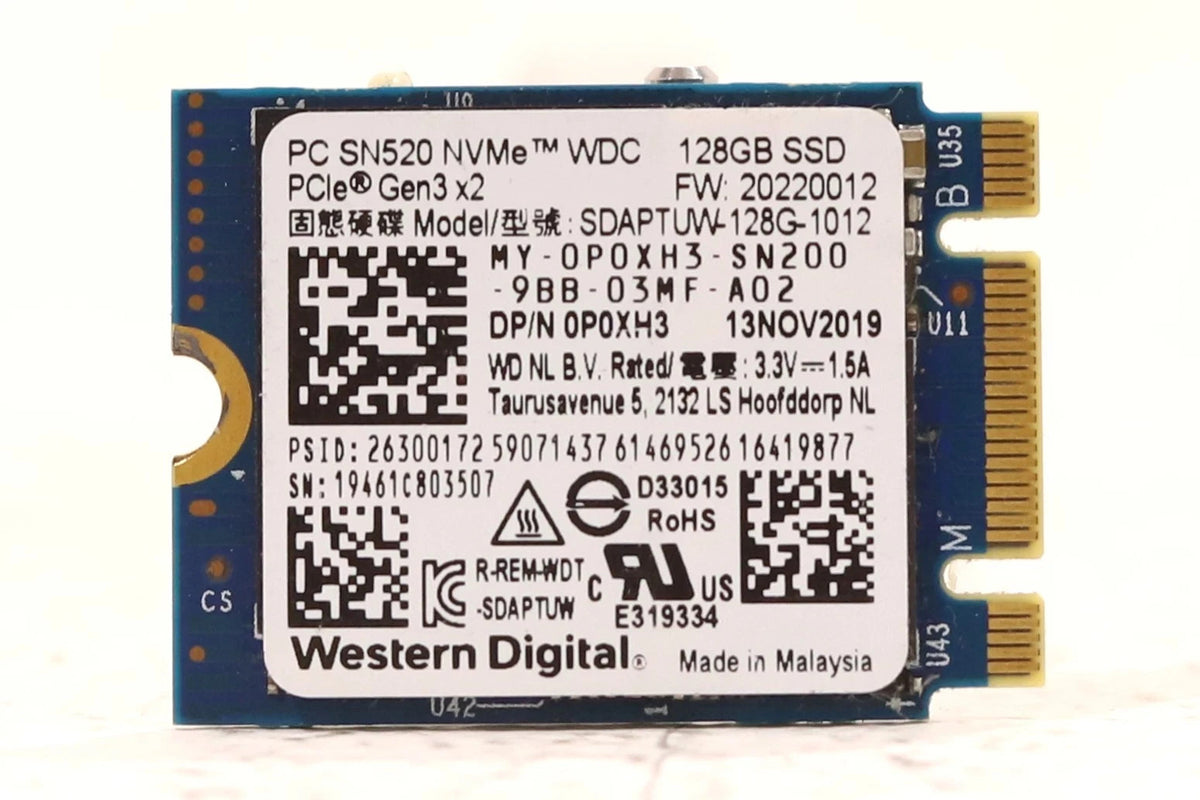 New Dell 0P0XH3 WD SDAPTUW-128G-1012 SATA 128GB PCIe Gen3 NVMe SSD