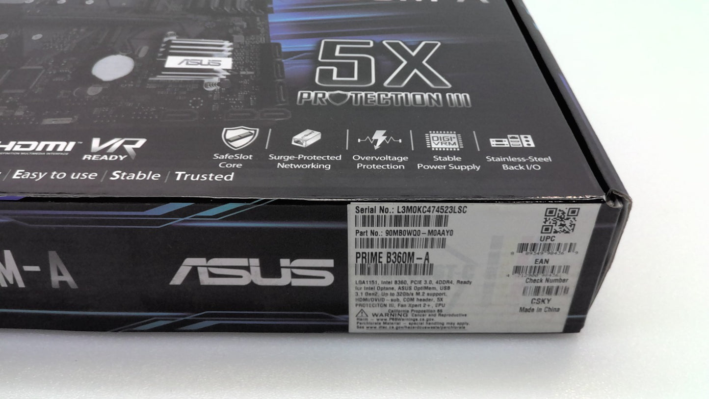 NEW Asus Prime B360M-A LGA1151 8th /9th Gen Intel B360 Motherboard Original I/O