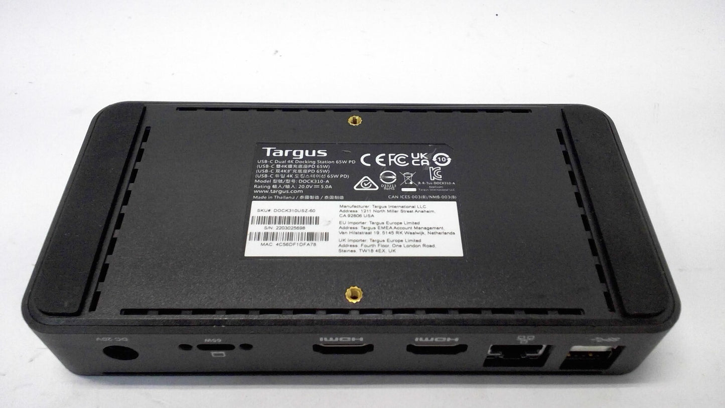 Targus Universal Dock310-A USB-C Dual 4K (DV4K) Docking Station Dock Only