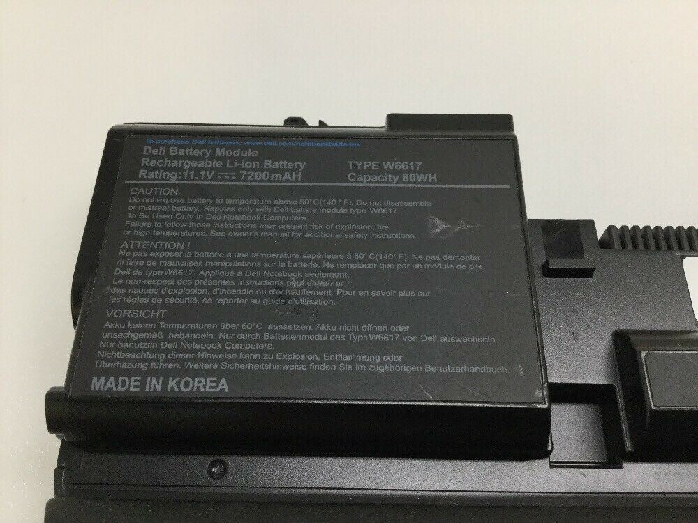 Original Dell Latitude D410 Hi-Capacity 9-Cell 80WH Battery 7200mAH W6617