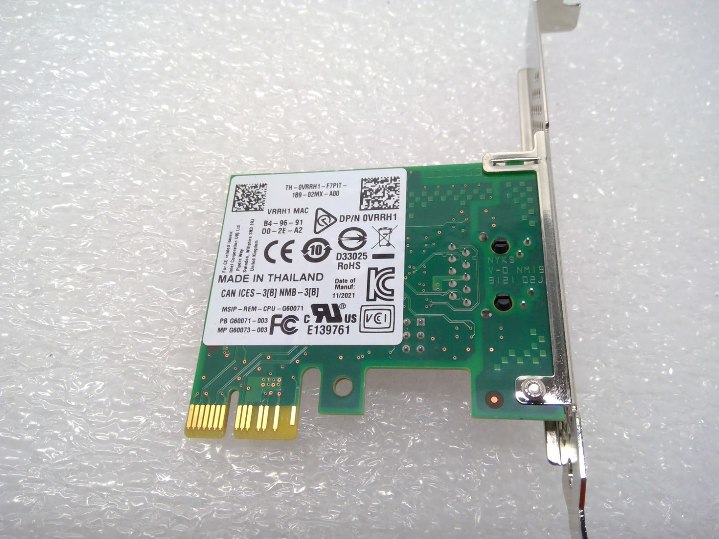 Dell VRRH1 PCI Express x1 Single Port Gigabit Ethernet Network Card 0VRRH1