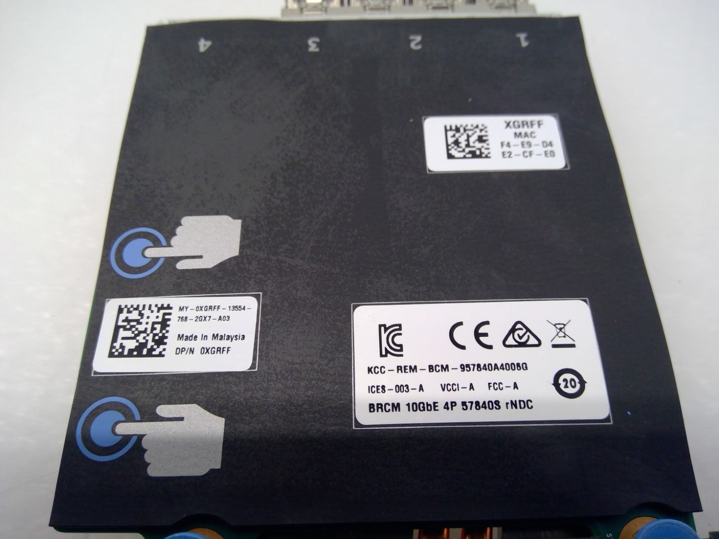 Dell Broadcom 57840S 10Gbps Quad Port SFP+ Network Daughter Card XGRFF w/ 4x SFP