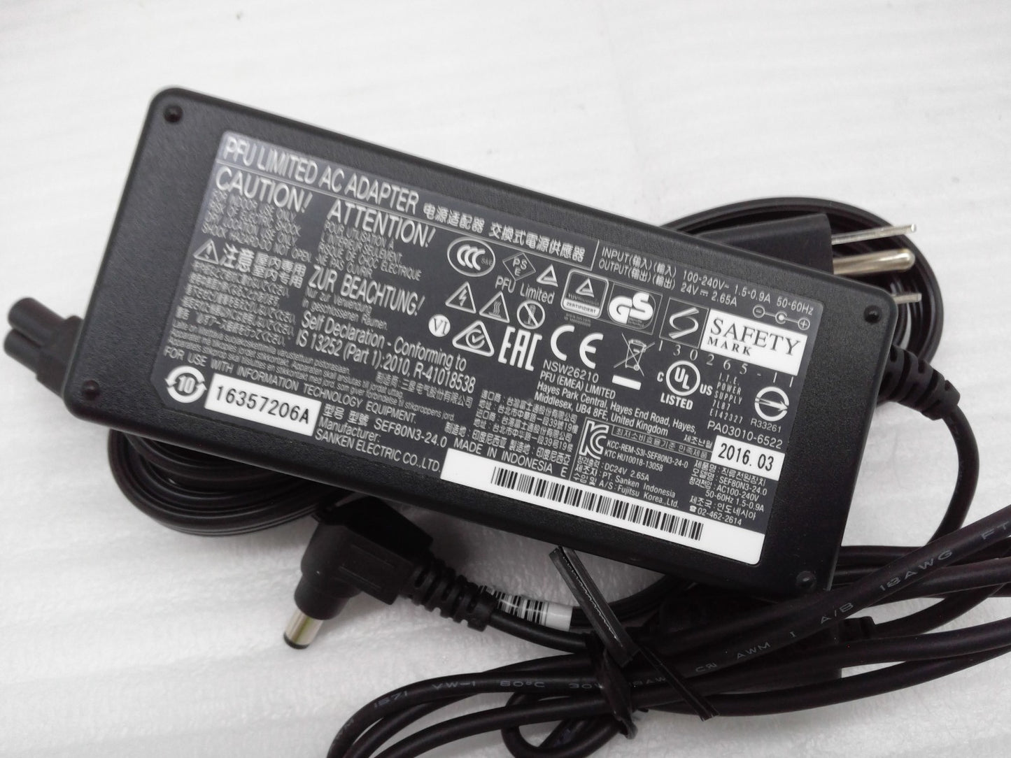 Original Fujitsu 64W 24V 2.65A AC Adapter Charger PFU Limited for SEF80N3-24.0