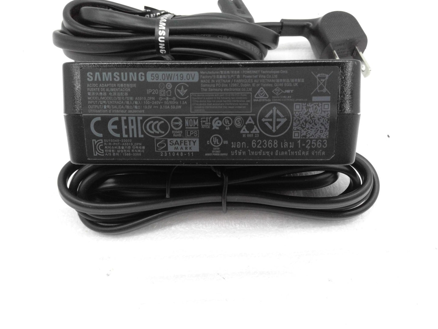 OEM Samsung 59w AC Power Adapter A5919_DPN/A5919_DPNS W/ Power Cable 19V 3.10A