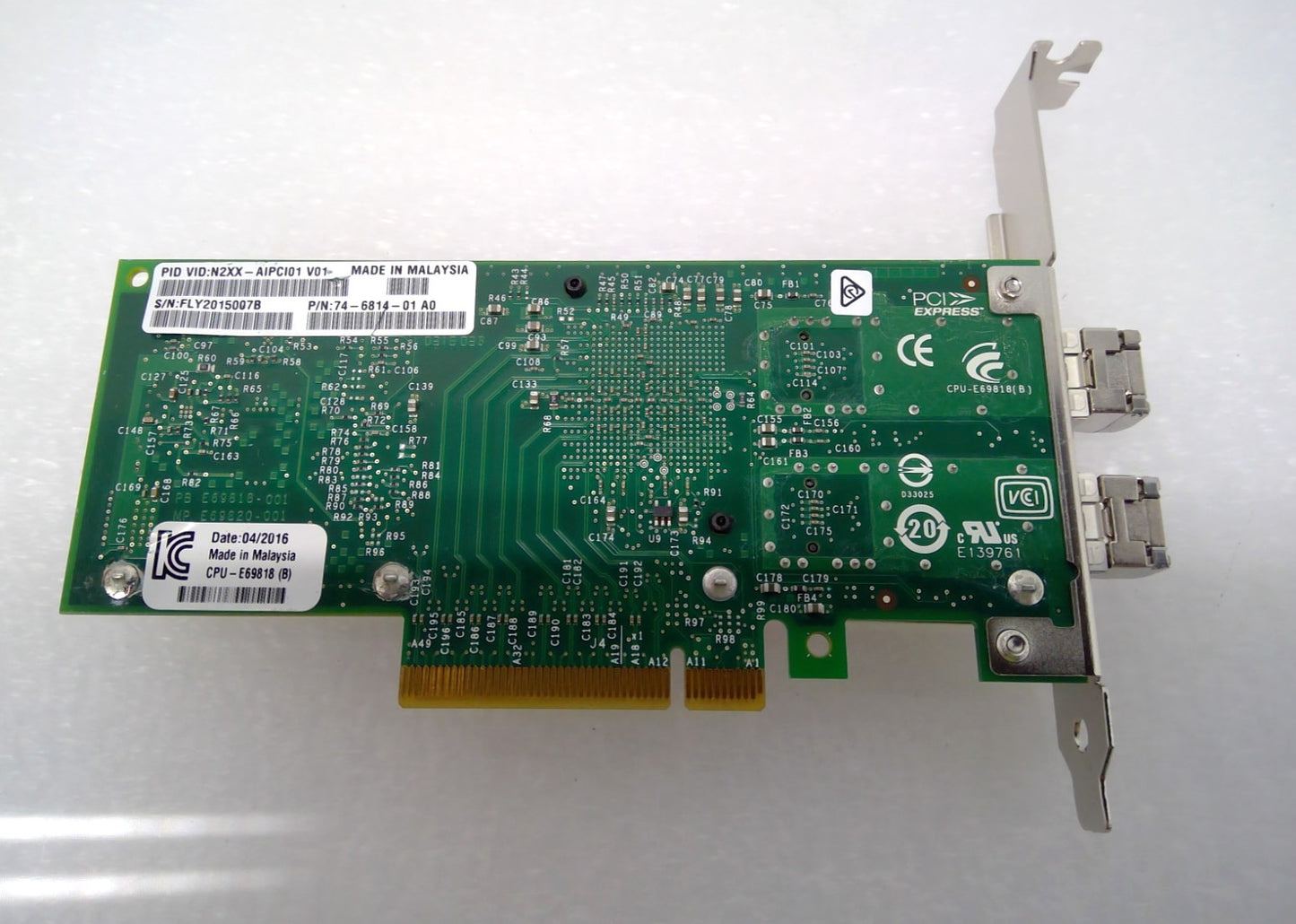 Cisco Intel Ethernet Converged Network Adapter X520 10GbE SFP+74-6814-01 W/2 SFP