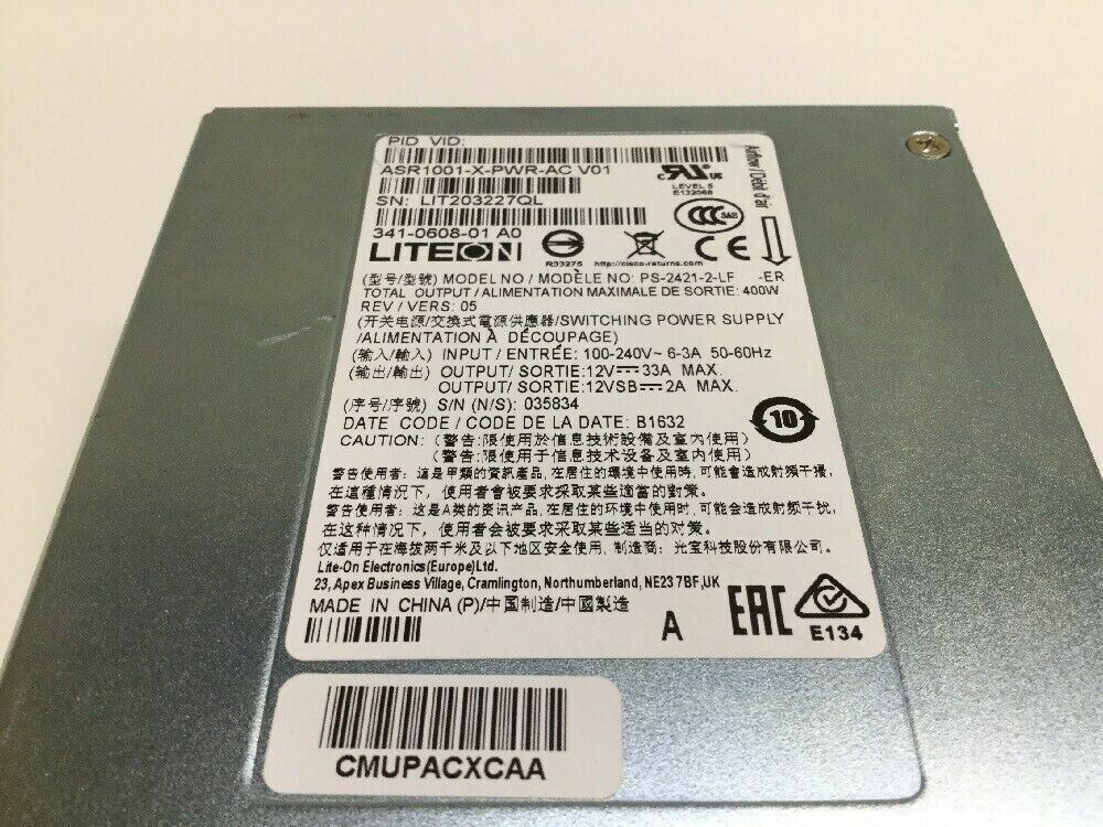 Cisco ASR1001-X-PWR-AC 341-0608-01 AC Power Supply for ASR1001-X