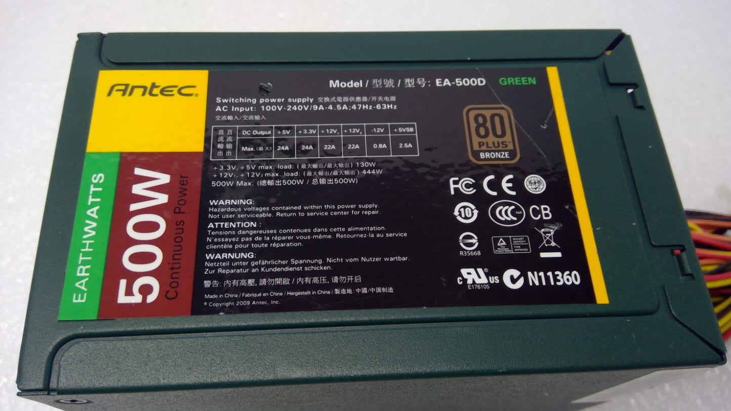 Antec EarthWatts EA-500D Green 500W ATX 80 PLUS Bronze Power Supply PSU