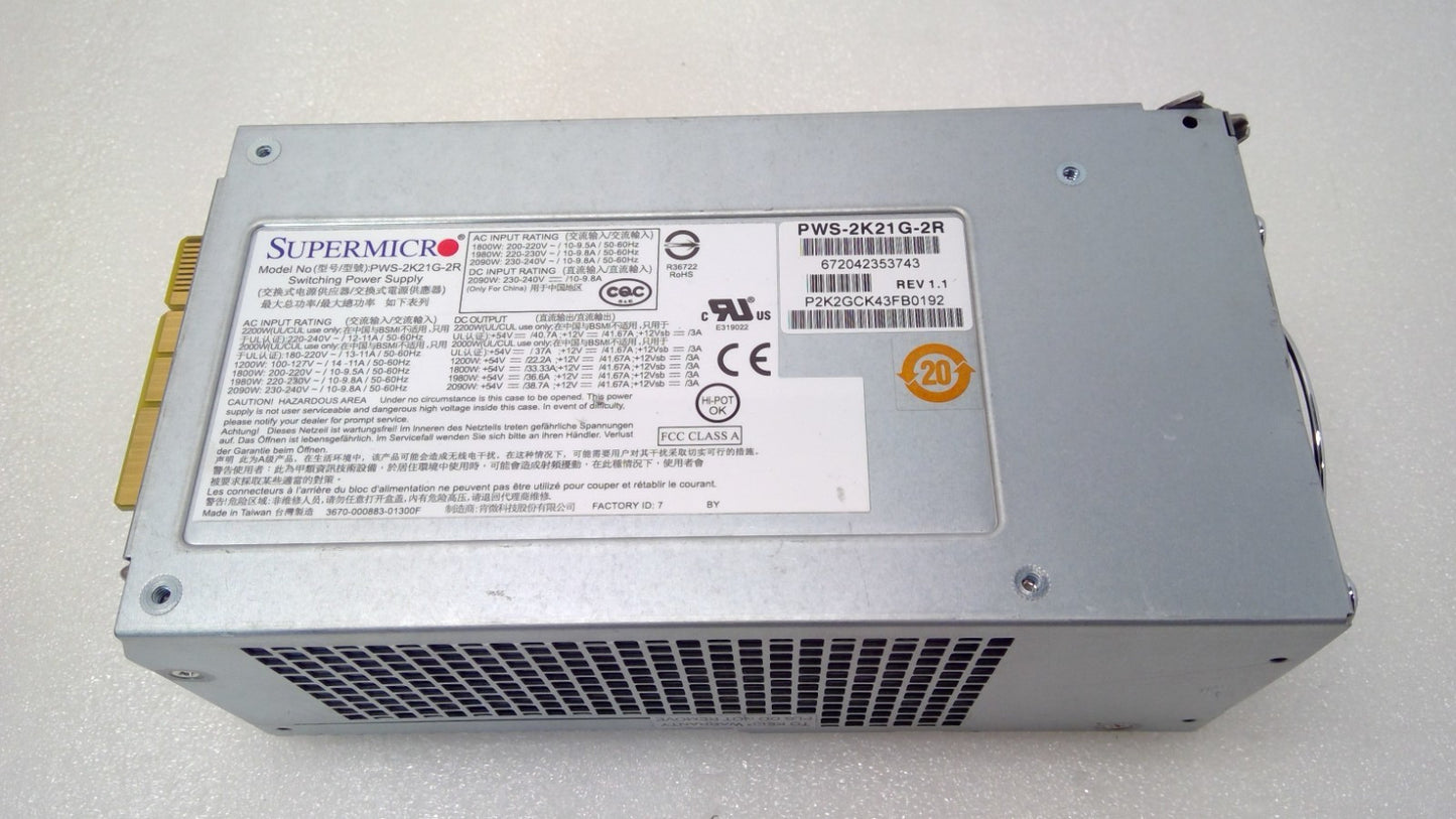 SUPER MICRO PWS-2K21G-2R 2090W SWITCHING POWER SUPPLY *READ*