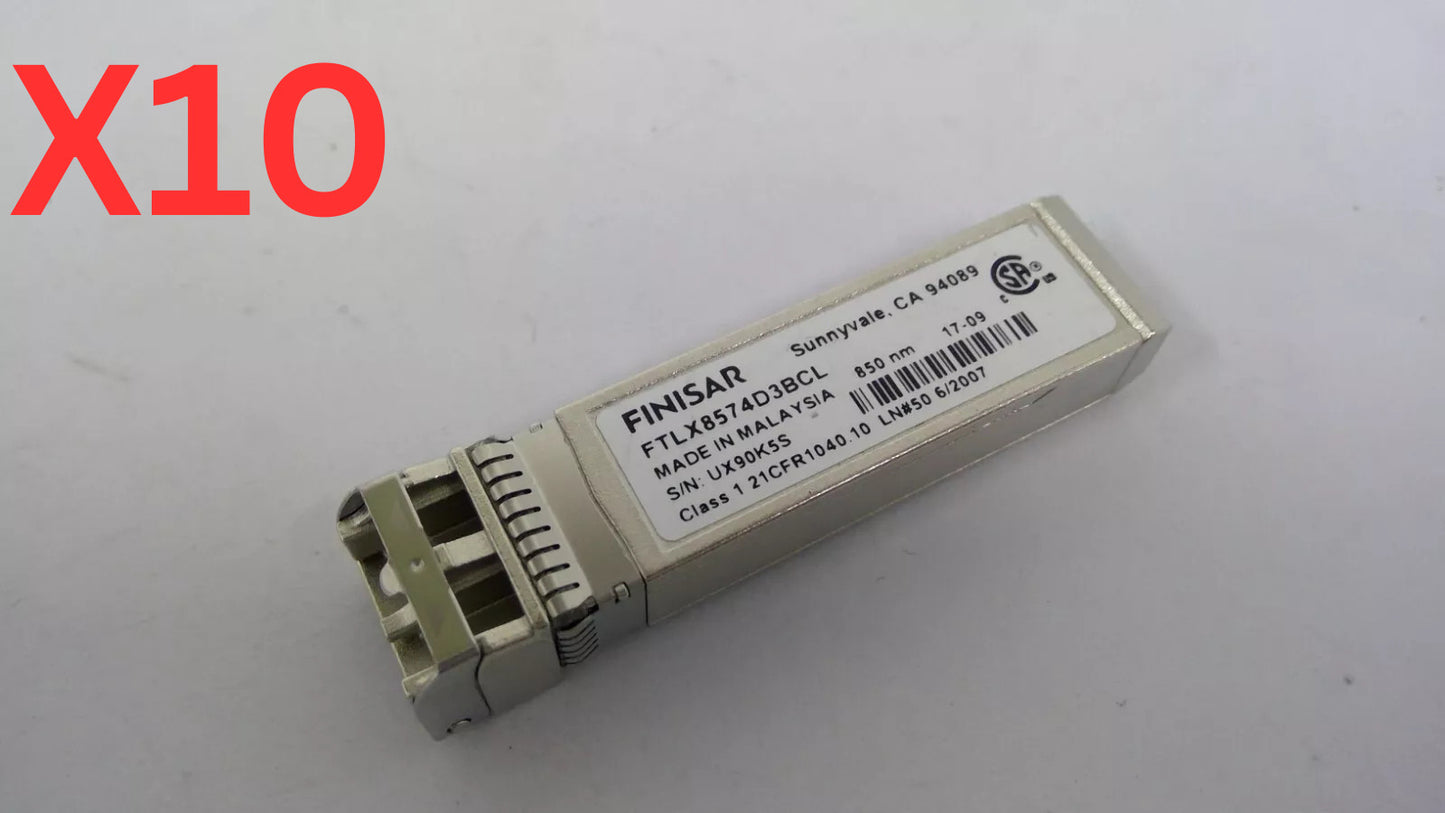 *LOT OF 10* Finisar FTLX8574D3BCL 10Gb/s 850nm 400m SFP+SR