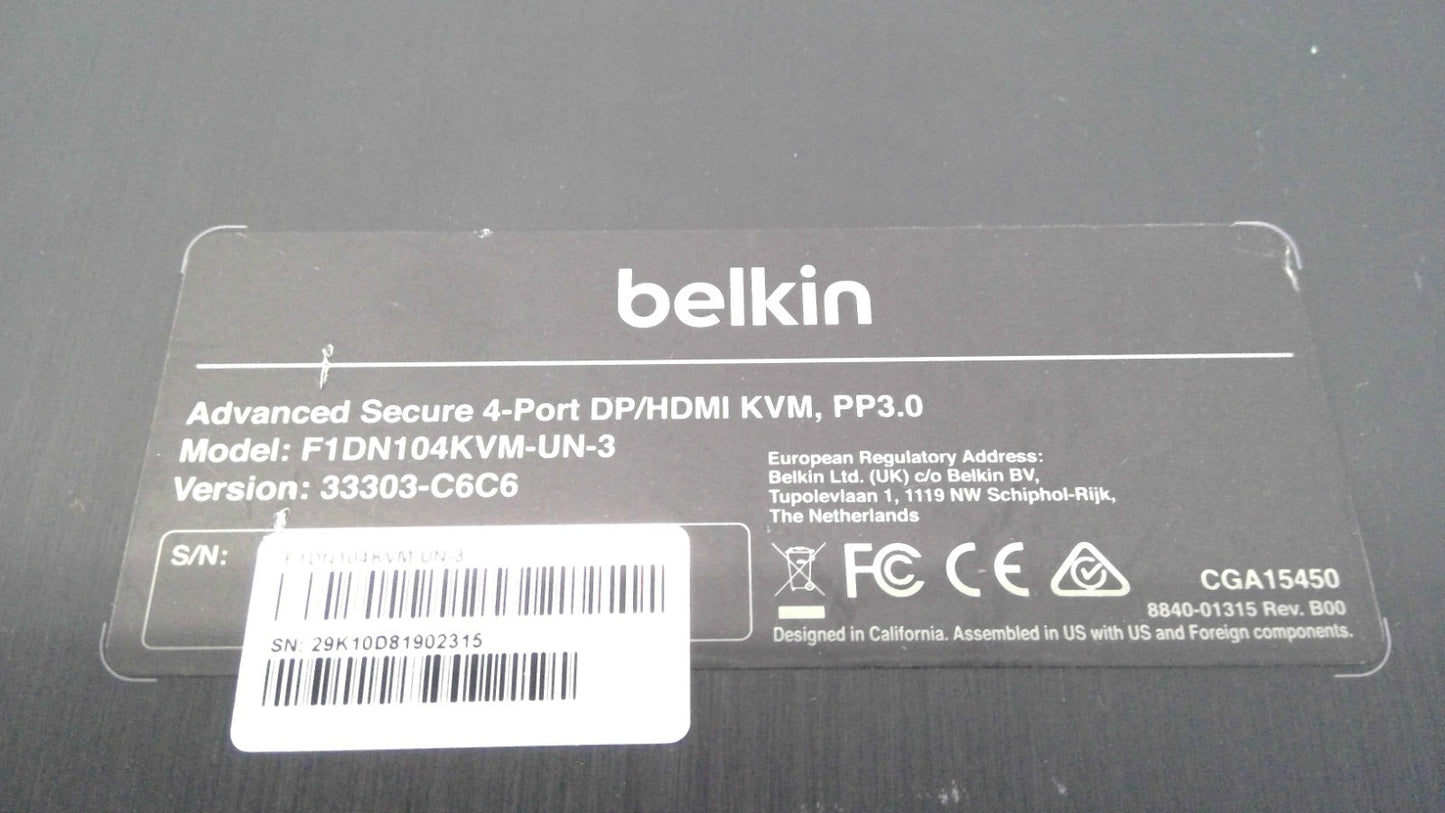 Belkin Advanced Secure F1DN104KVM-UN-3 4-Port DP/HDMI Dual Audio KVM Switch