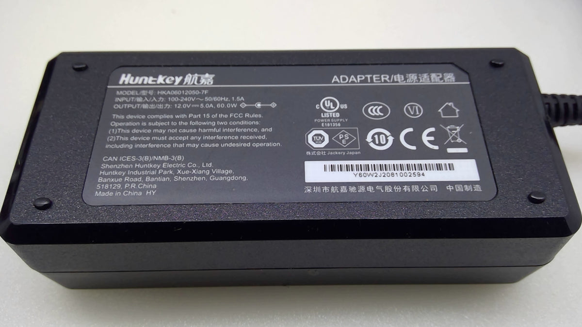 Huntkey HKA06012050-7F 12V 5A 60W 8.0x5.5mm Adapter for AOC Lenovo