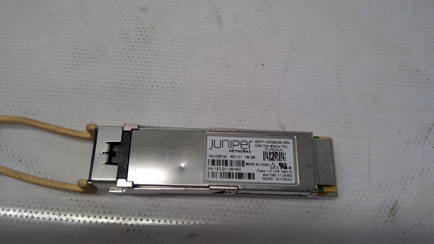 JUNIPER QSFP-100G-SR4 740-058734 100GBASE SR4 QSFP OM3-70M 850NM 70C Transceiver