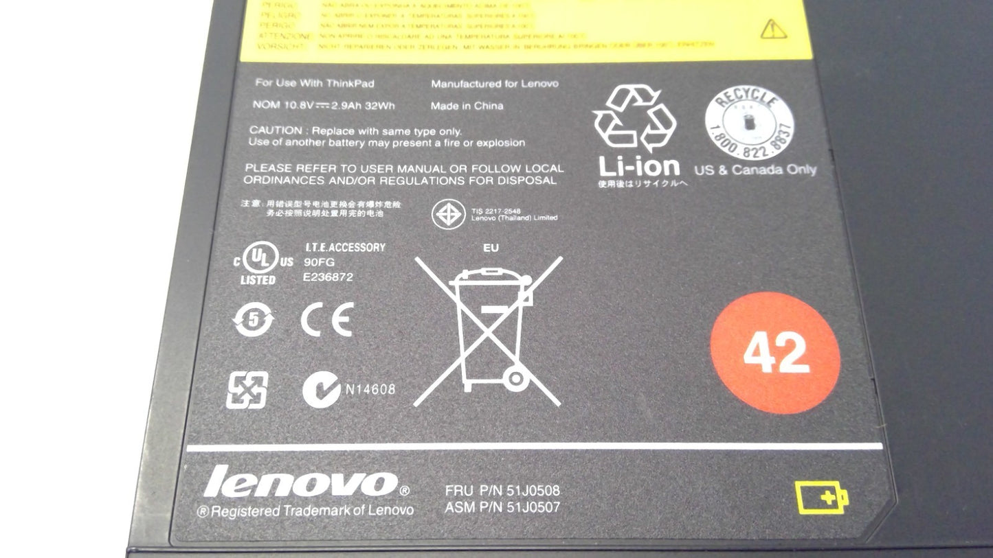 OEM Lenovo 42/43 Battery ThinkPad LI-ION 10.8V 2.9Ah 32Wh FRU P/N:51J0508