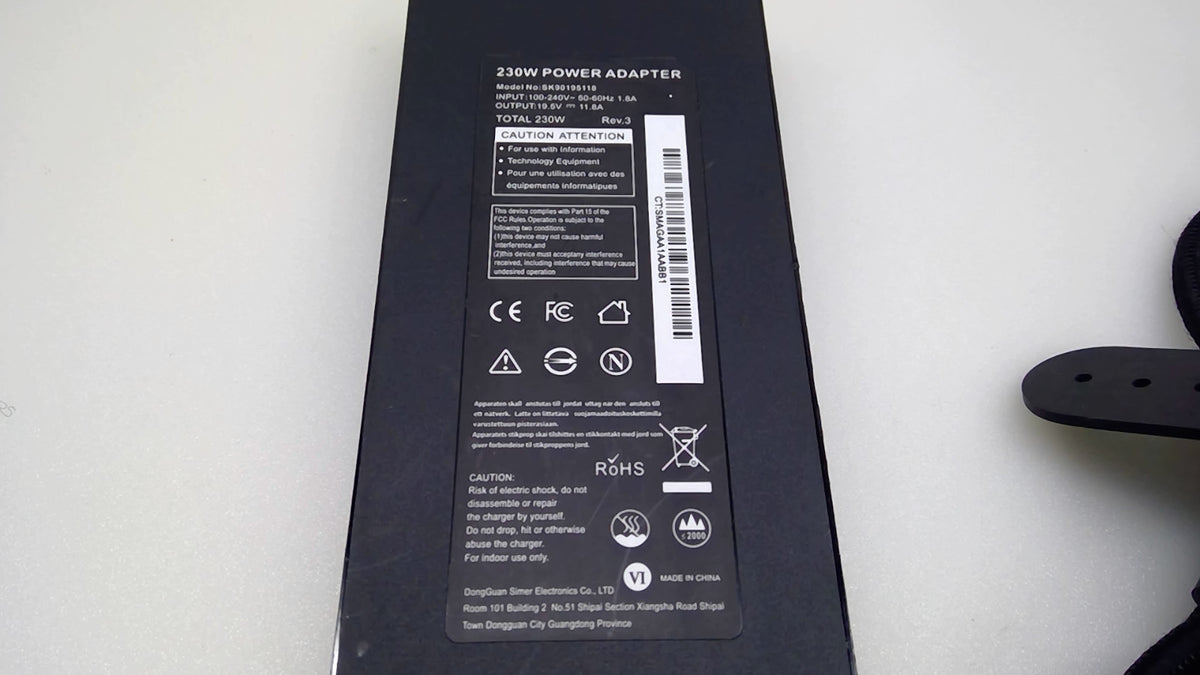 230W Laptop Power Adapter for Razer Blade 19.5V 11.8A SK90195118 3-Pin Connector